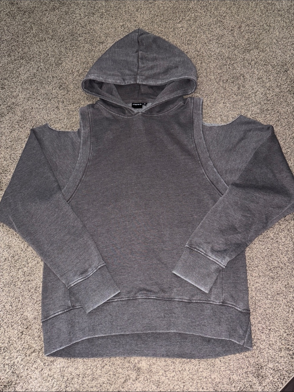 Mono B Women’s Charcoal Cold-Shoulder Hooded Sweatshirt